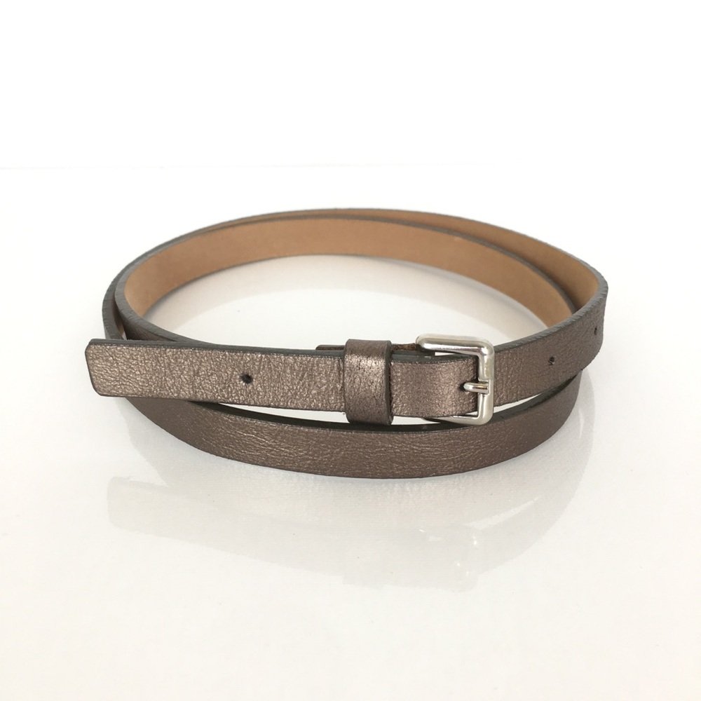 Streets Ahead Thin Metallic Gold Leather Belt Women’s Size Small